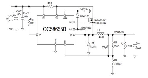 歐創(chuàng)芯開關降壓型dc dc控制器oc58655b產品介紹